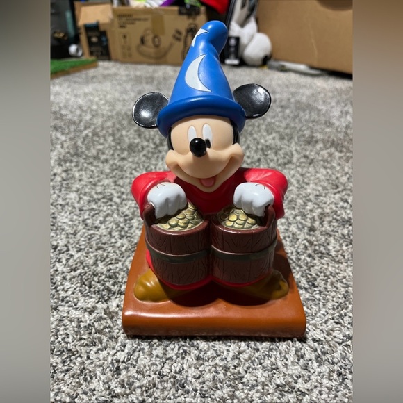 Vintage Walt Disney World Fantasia Sorcerers Apprentice Mickey Mouse Vinyl Bank - Picture 1 of 10